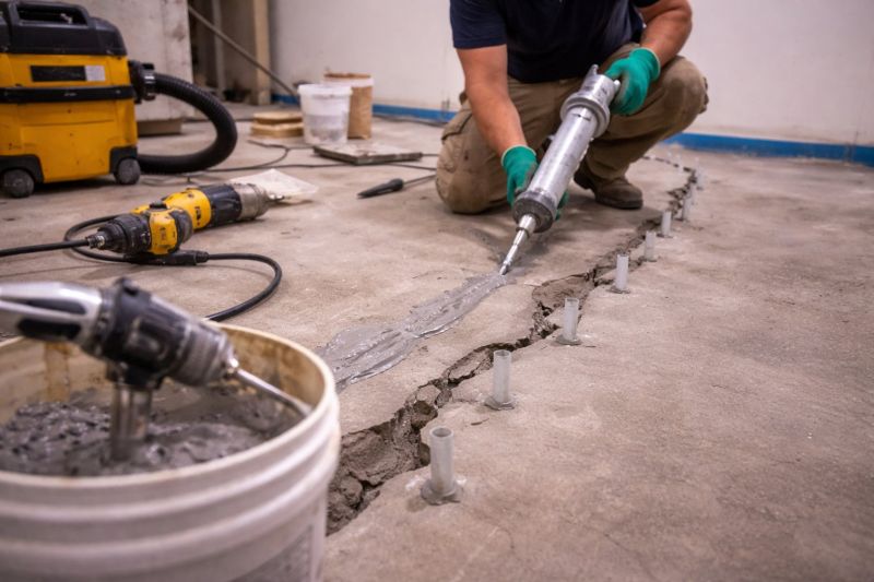 Cracked Basement Floor Repair in Mora, MN
