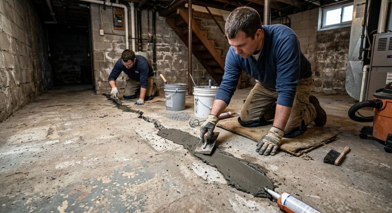 Cracked Basement Floor Repair in Mora, MN