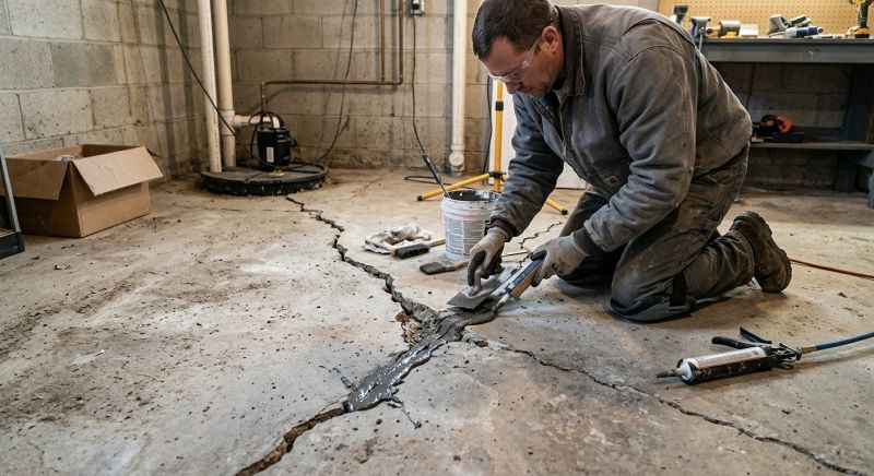Cracked Basement Floor Repair in Mora, MN